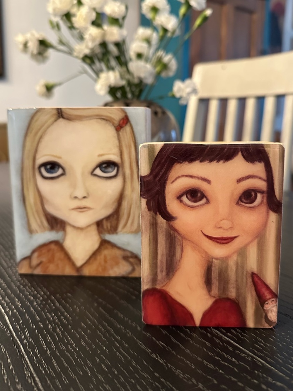 🎬“Amelie” & “Margo” Resin Art Blocks - Set of 2